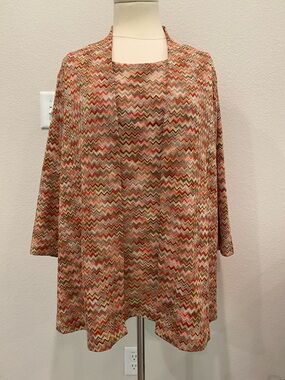 Chico's Travelers Chevron Twinset Cardigan & Tank Top XL